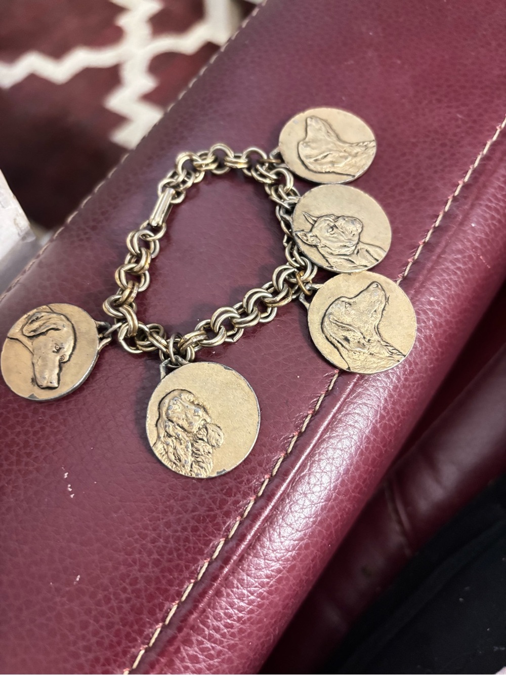 Gold-Tone Dog Medallion Charm Bracelet - Women's Jewelry
